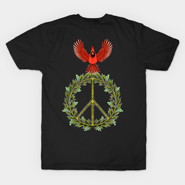 Red Cardinal bird peace symbol by Artardishop